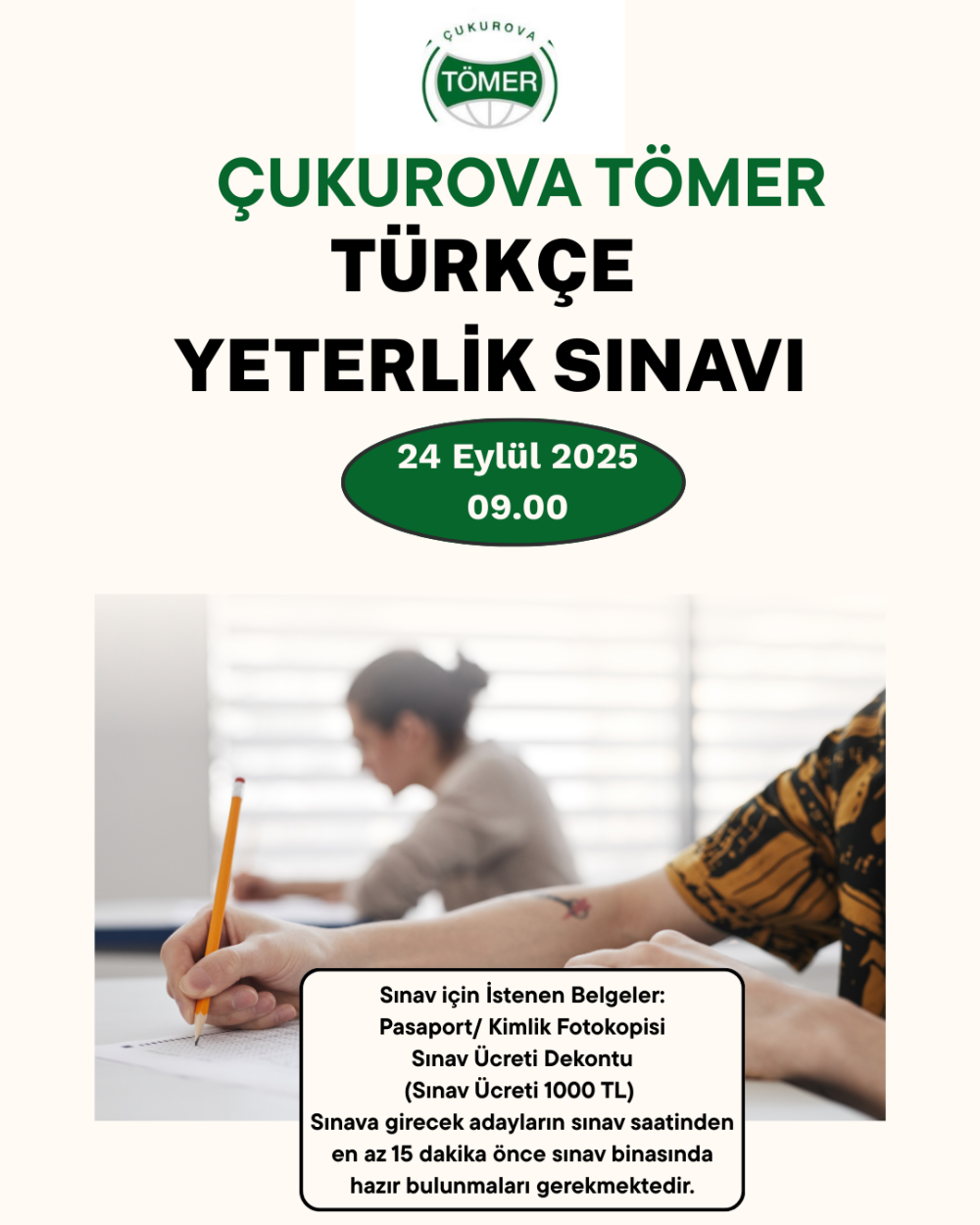 ÇUKURIVA TÖMER TÜRKÇE YETERLİK SINAVI 24 EYLÜL 2025